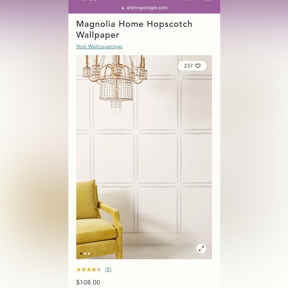 2 / Anthropologie Magnolia Home Hopscotch Wallpaper #2 - Picture 5 of 9